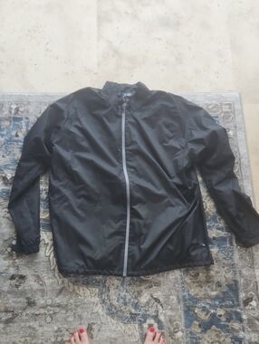 adidas Black Men's Windbreaker with Contrast Zip